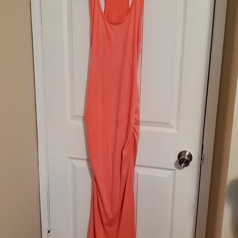 Coral Sleeveless Maxi Dress